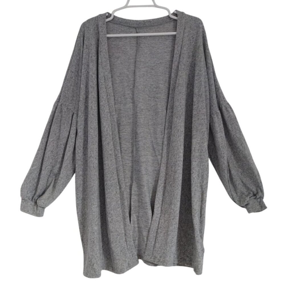 Cozy Womens Gray Open-Front Cardigan With Long Sleeves & Relaxed Fit, NWT - Picture 3 of 6